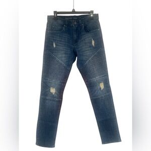 Decoy Men's Blue Moto distressed Jeans GUC 32W